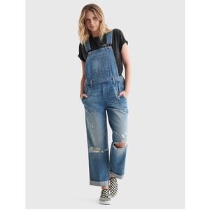 Lucky Brand Denim Boyfriend Overalls – Mercury Distressed Wash, Size XL